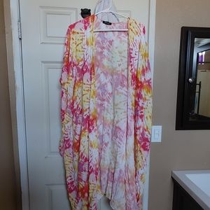 Torrid Pink & Yellow Tie-Dye Duster/Kimono